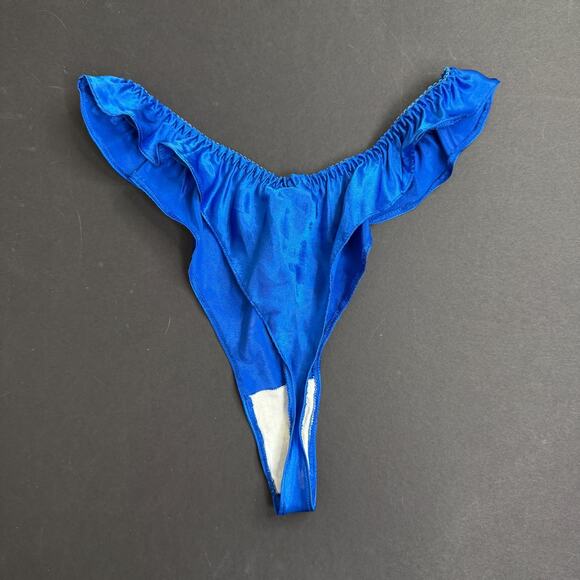 Fredericks of Hollywood VTG Lingerie Set Chemise Robe Short Ruffle Blue Large OS - Picture 11 of 14